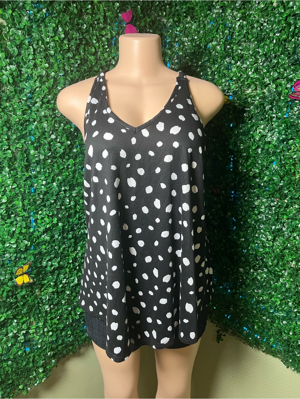 First Love Black and White Polka Dot V-Neck Camisole